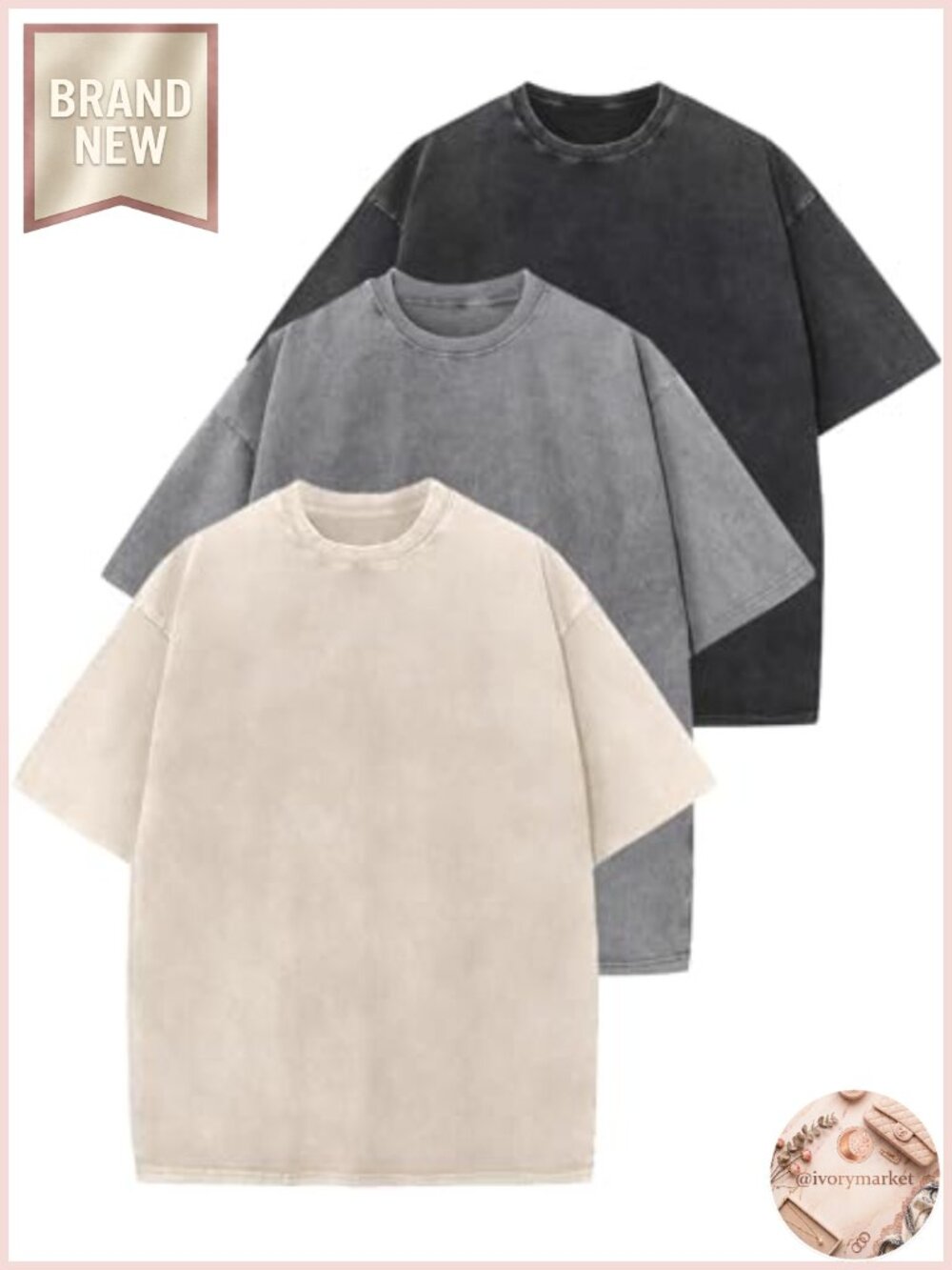 Oversized Acid Wash Cotton T-Shirts for Women Baggy Boyfriend Tee Vintage